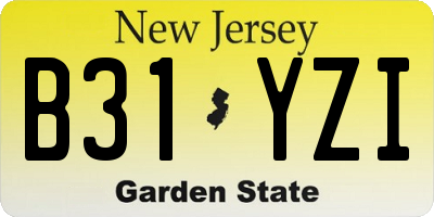 NJ license plate B31YZI