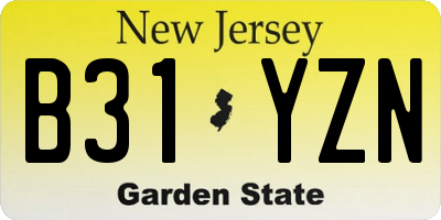 NJ license plate B31YZN