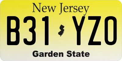NJ license plate B31YZO