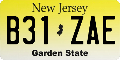 NJ license plate B31ZAE