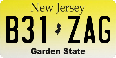 NJ license plate B31ZAG