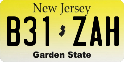 NJ license plate B31ZAH