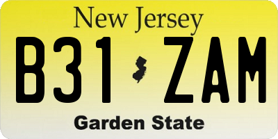 NJ license plate B31ZAM