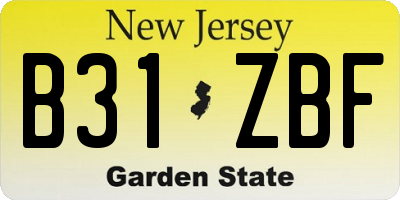 NJ license plate B31ZBF