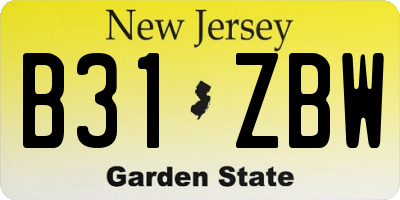 NJ license plate B31ZBW