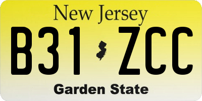 NJ license plate B31ZCC