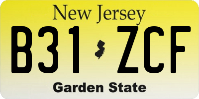 NJ license plate B31ZCF
