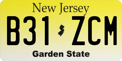 NJ license plate B31ZCM
