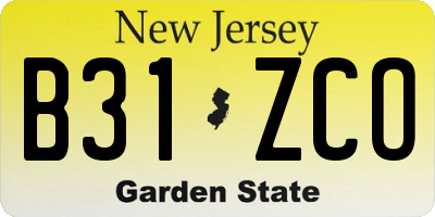 NJ license plate B31ZCO