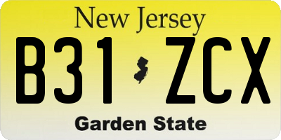 NJ license plate B31ZCX