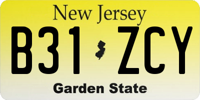 NJ license plate B31ZCY