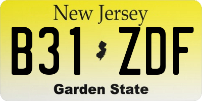 NJ license plate B31ZDF
