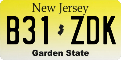 NJ license plate B31ZDK
