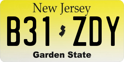 NJ license plate B31ZDY