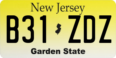 NJ license plate B31ZDZ