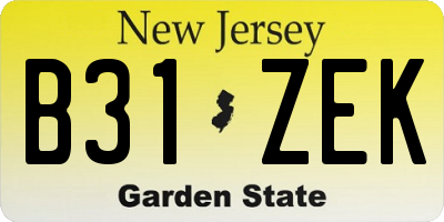 NJ license plate B31ZEK