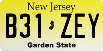 NJ license plate B31ZEY