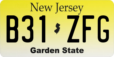 NJ license plate B31ZFG