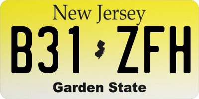 NJ license plate B31ZFH