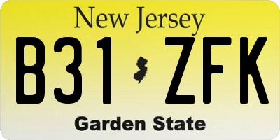 NJ license plate B31ZFK