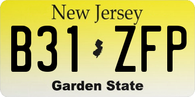 NJ license plate B31ZFP