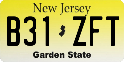 NJ license plate B31ZFT