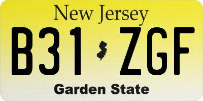 NJ license plate B31ZGF