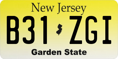 NJ license plate B31ZGI