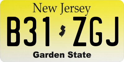 NJ license plate B31ZGJ