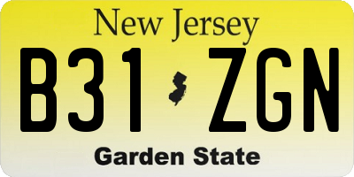 NJ license plate B31ZGN