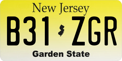 NJ license plate B31ZGR