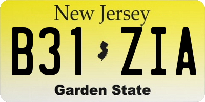 NJ license plate B31ZIA