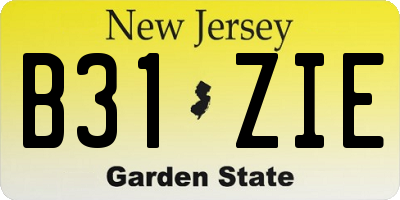 NJ license plate B31ZIE