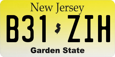 NJ license plate B31ZIH