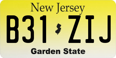 NJ license plate B31ZIJ