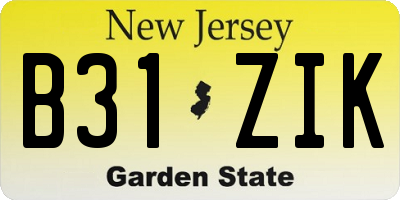 NJ license plate B31ZIK