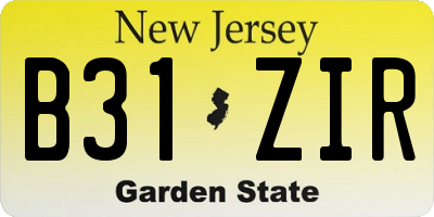 NJ license plate B31ZIR