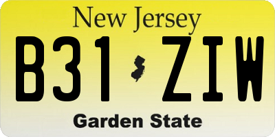 NJ license plate B31ZIW