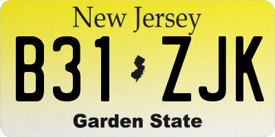 NJ license plate B31ZJK