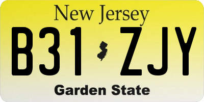 NJ license plate B31ZJY