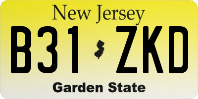 NJ license plate B31ZKD