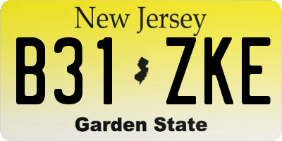 NJ license plate B31ZKE