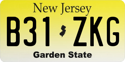 NJ license plate B31ZKG