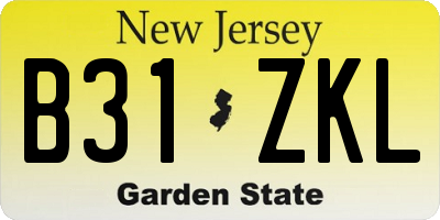 NJ license plate B31ZKL