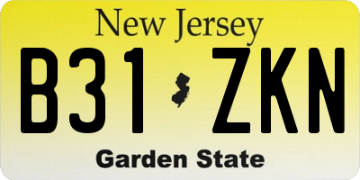 NJ license plate B31ZKN