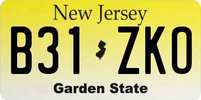 NJ license plate B31ZKO