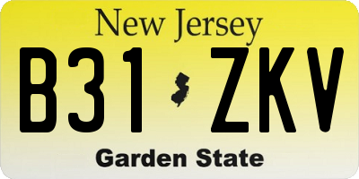 NJ license plate B31ZKV