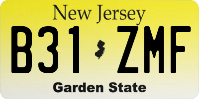 NJ license plate B31ZMF