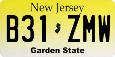 NJ license plate B31ZMW