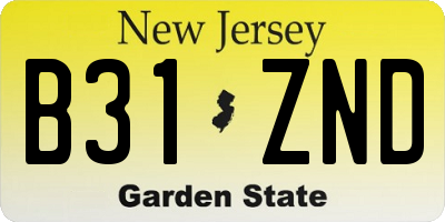 NJ license plate B31ZND